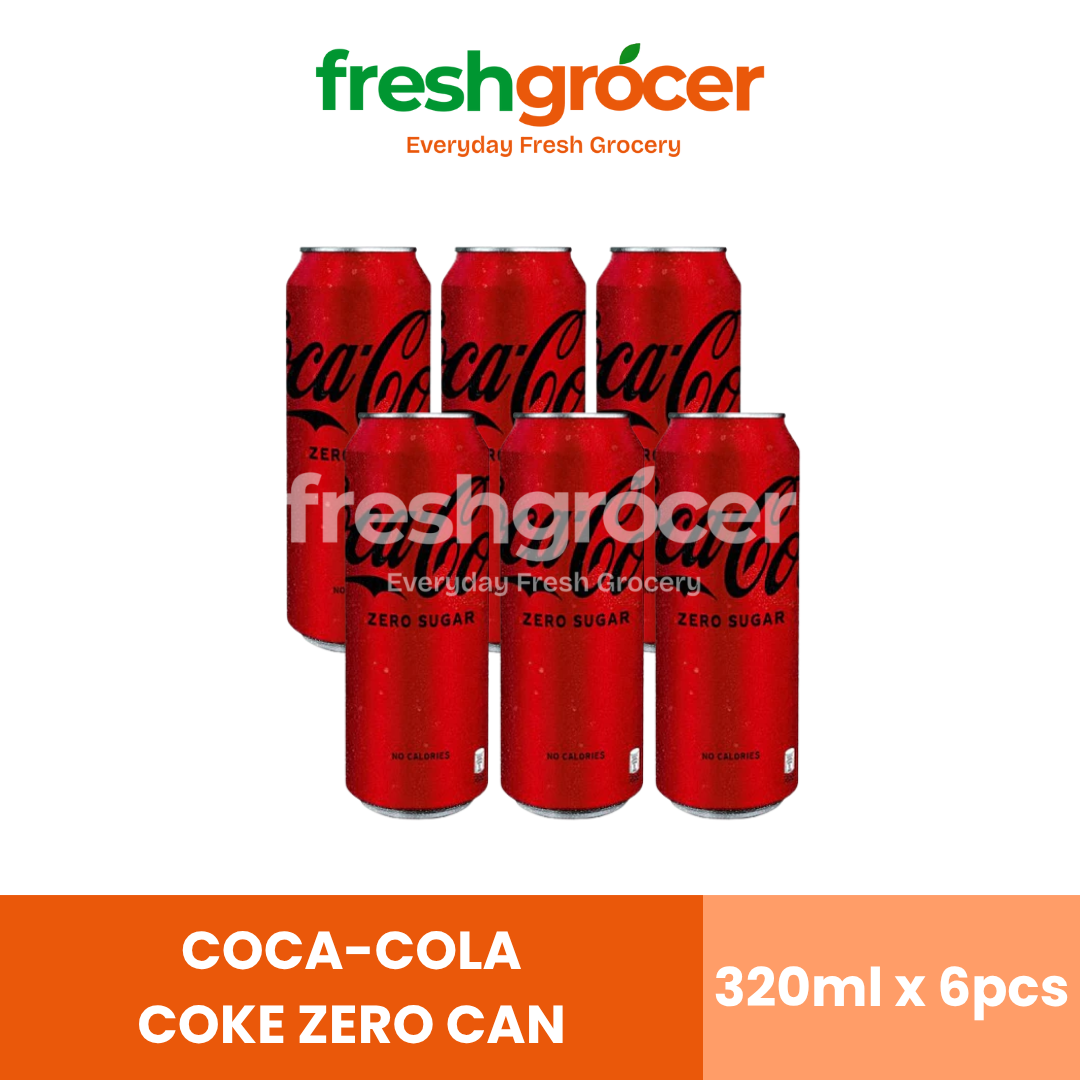 Coca-Cola Coke Zero Sugar Softdrink 320ml Can - Pack of 6