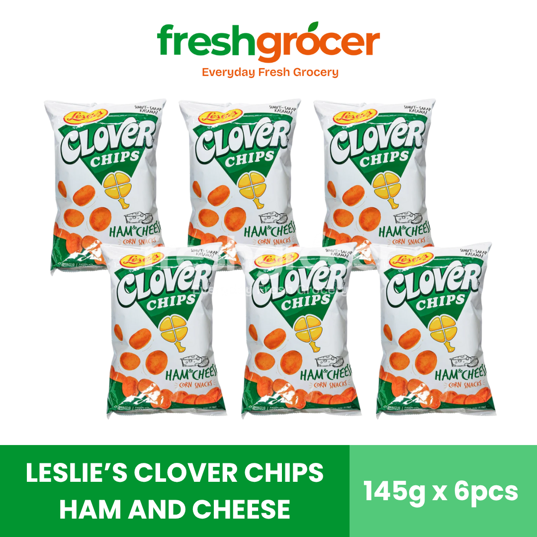 Leslie's Clover Chips Ham And Cheese 145g - Pack of 6