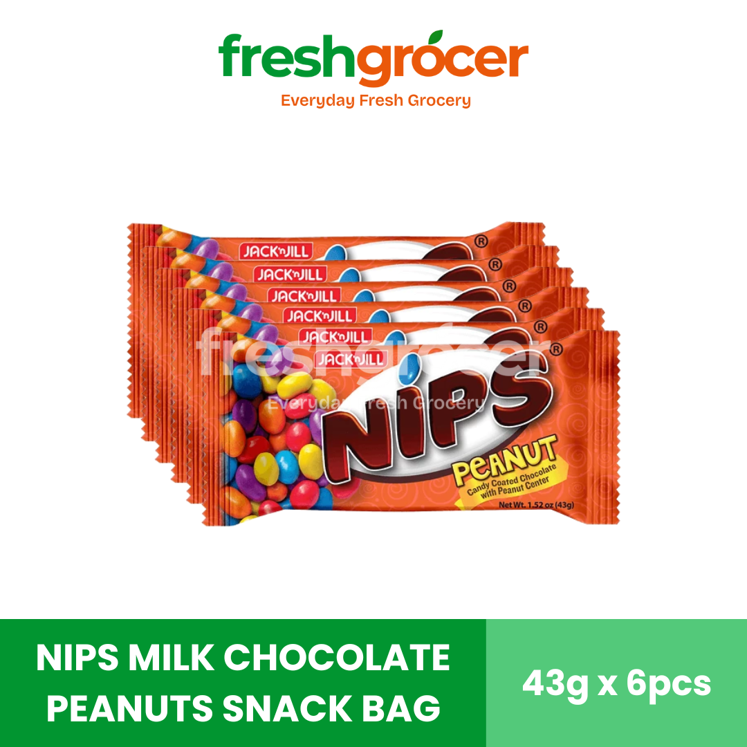 Nips Milk Chocolate Peanuts Snack Bag 43g - Pack of 6