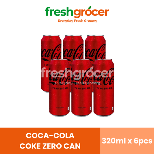 Coca-Cola Coke Zero Sugar Softdrink 320ml Can - Pack of 6