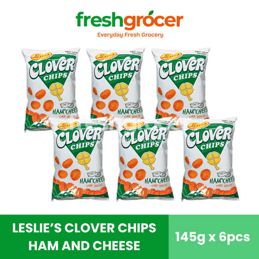 Leslie's Clover Chips Ham And Cheese 145g - Pack of 6