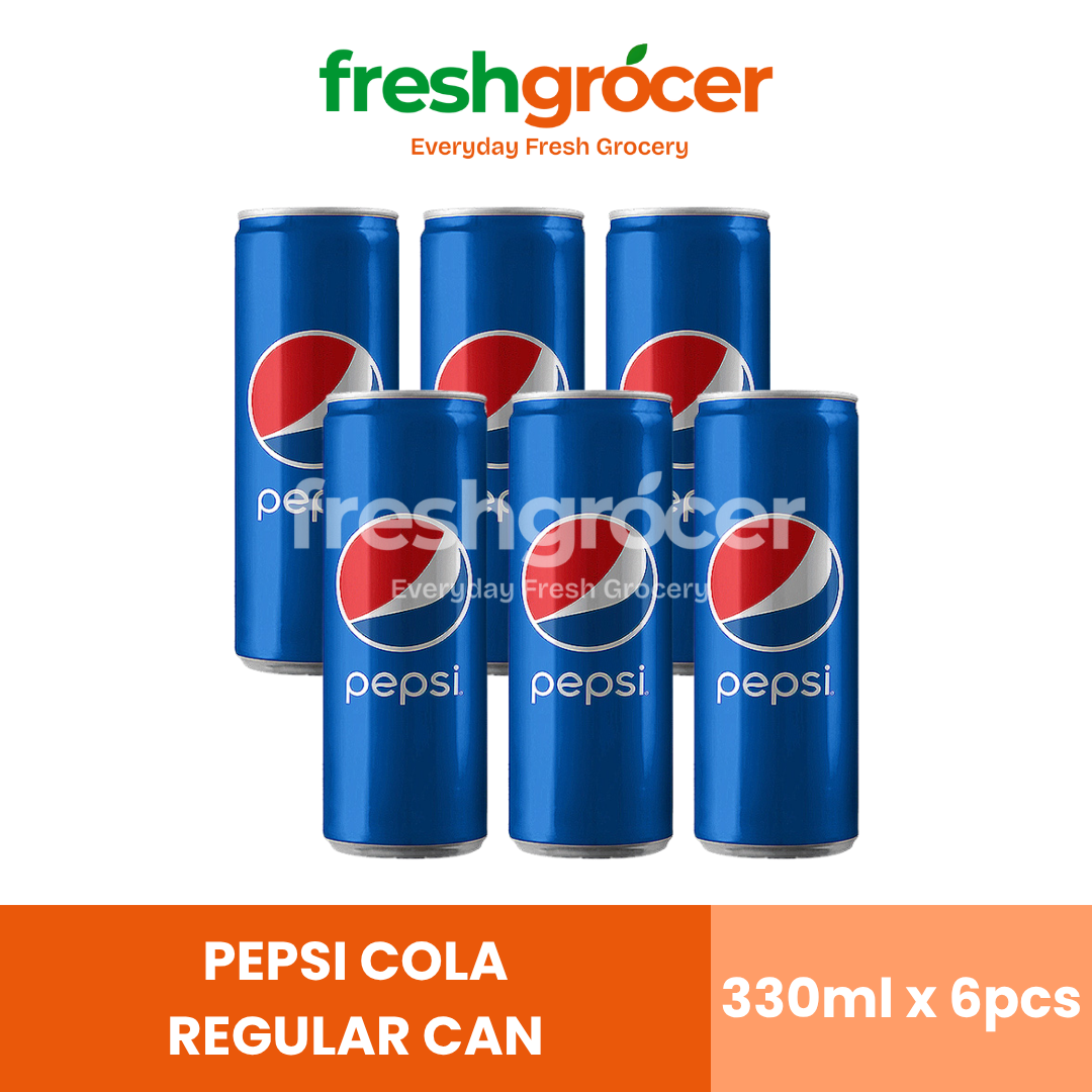 Pepsi Cola Regular Softdrink 330ml Can - Pack of 6