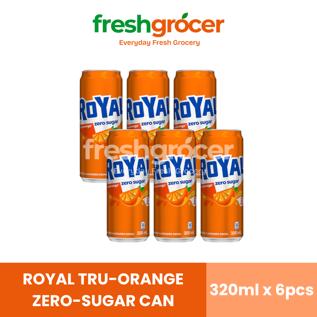 Royal Tru-Orange Zero Sugar Softdrink 320ml Can - Pack of 6