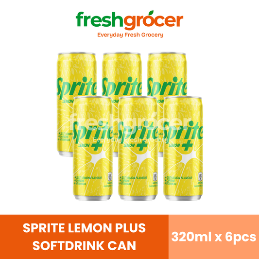 Sprite Lemon Plus Softdrink 320ml Can - Pack of 6